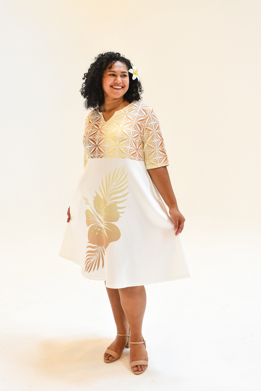 SERENA DRESS - ONE QUARTER SLEEVE MIDI DRESS