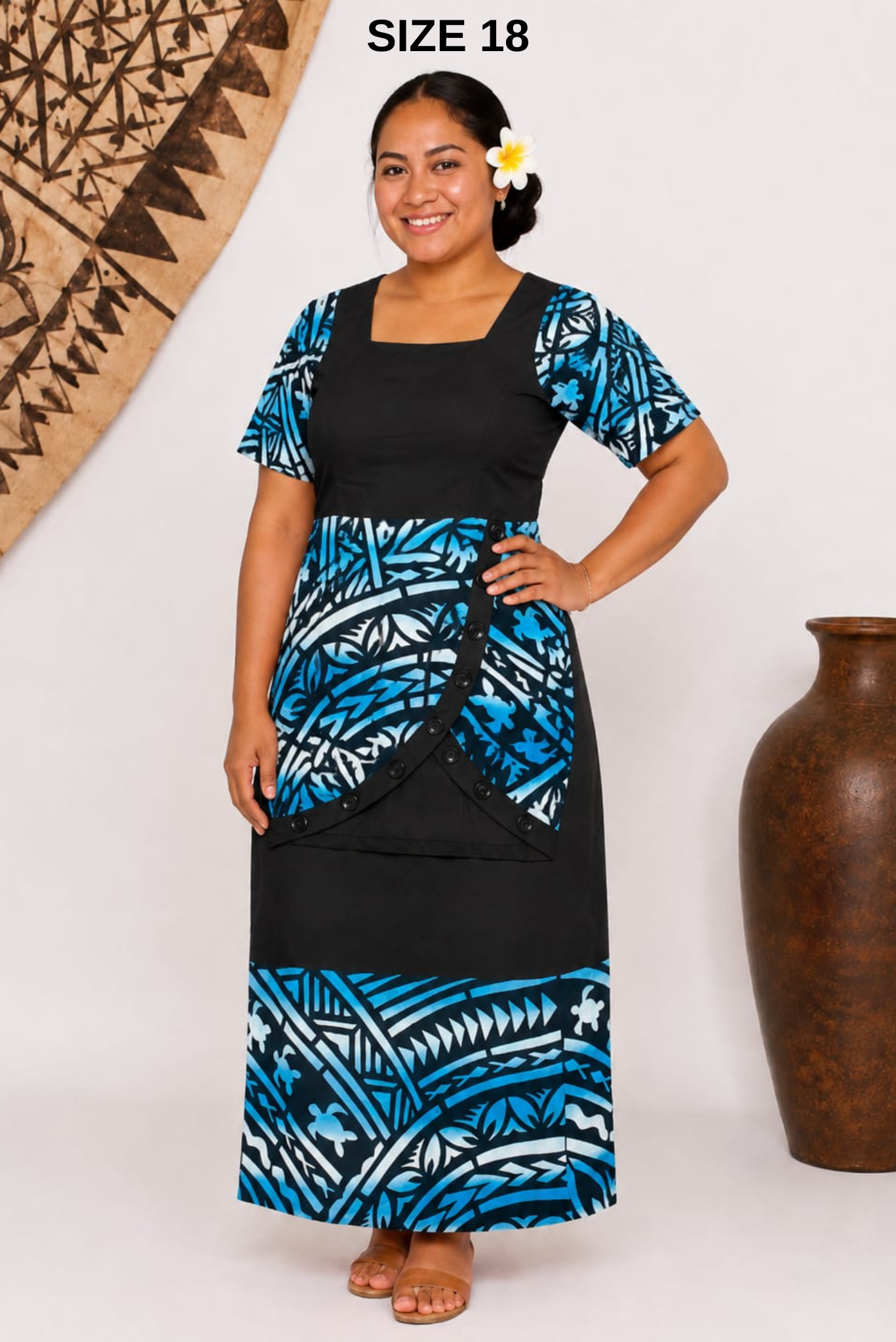 BLACK & BLUE PULETASI SIZE 18