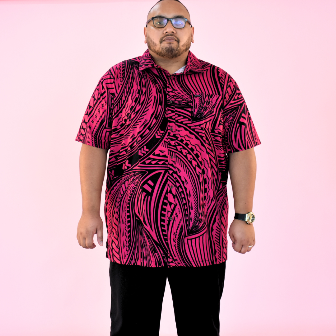 SIONE SHIRT - COLLARED BUTTON UP - PINK 5XL