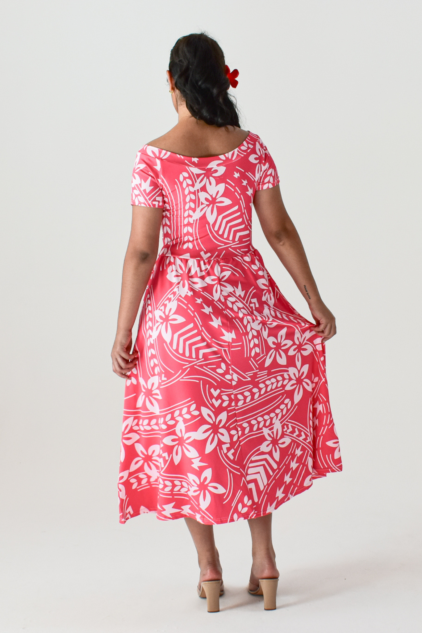 MAMANA DRESS - MIDI FLARE DRESS - PINK