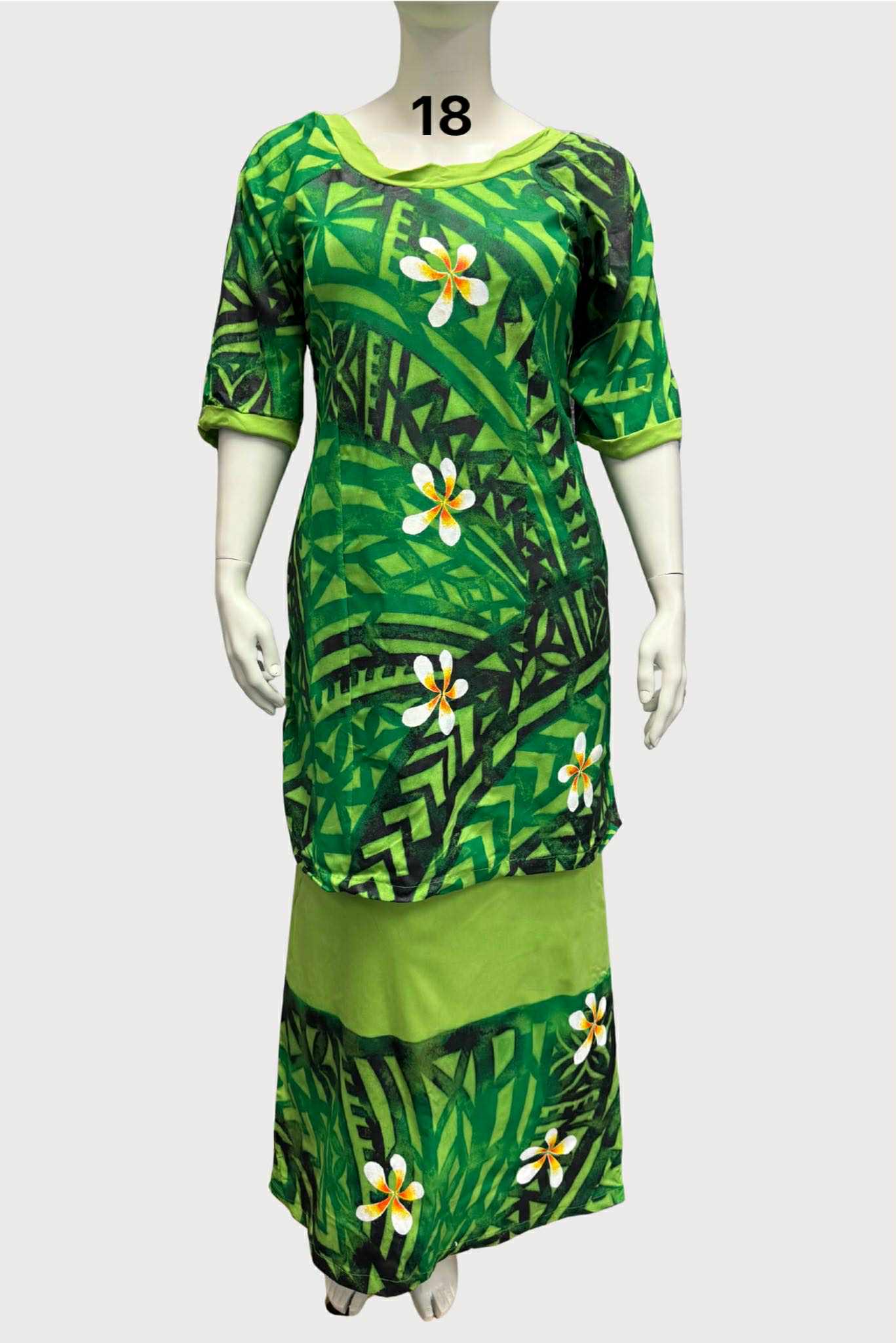 GREEN FLORAL PULETASI - SIZE 18