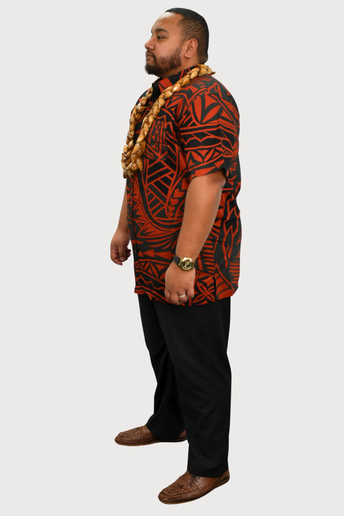MAUI SHIRT - COLLARED BUTTON UP - MAROON & BLACK