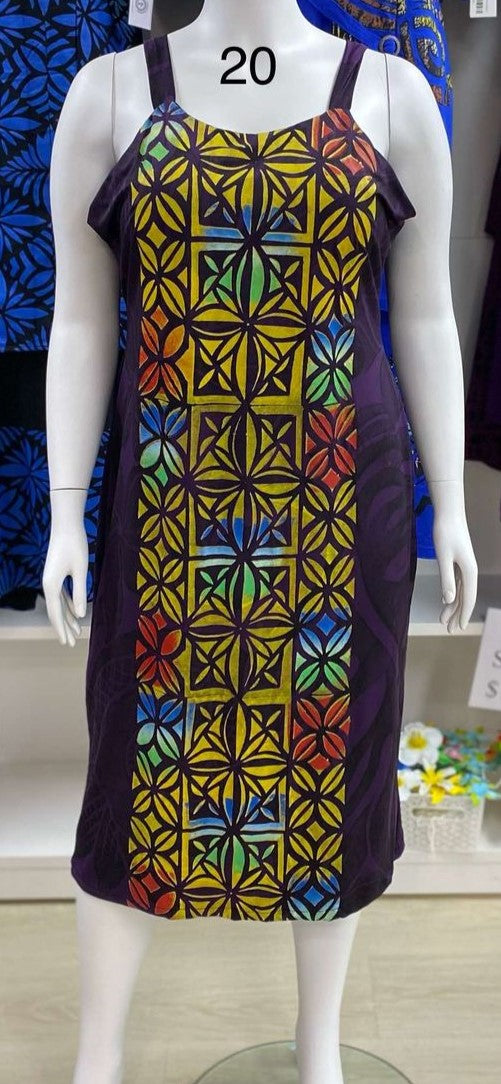 PURPLE TRIBAL ISLAND DRESS NO SLEEVE - SIZE 20