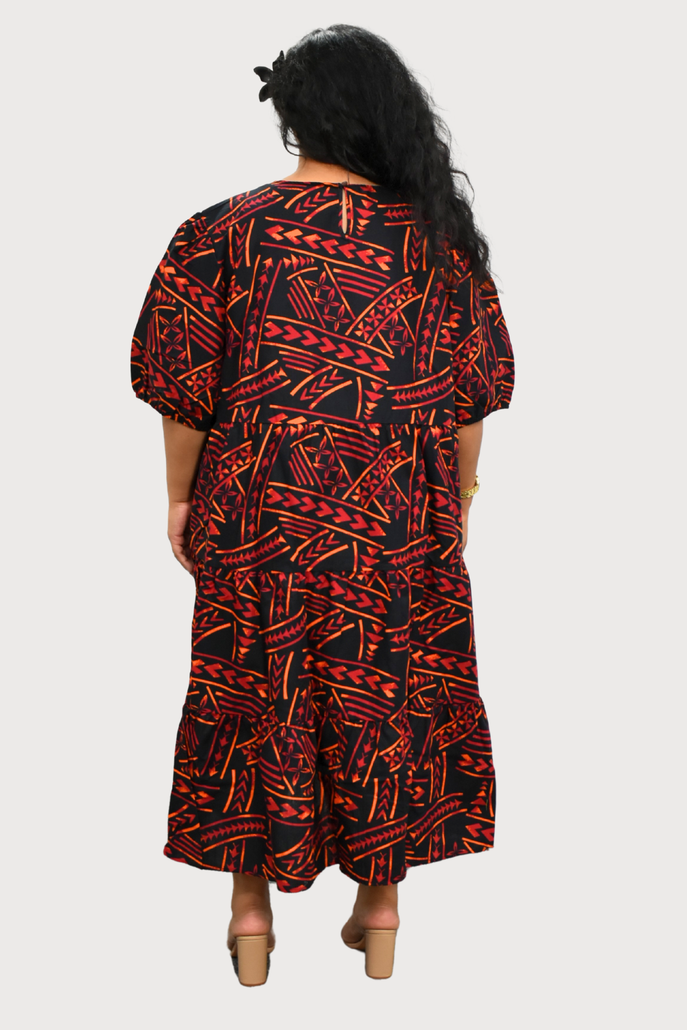 DIANA DRESS - HIGH WAIST DRESS - BLACK & ORANGE