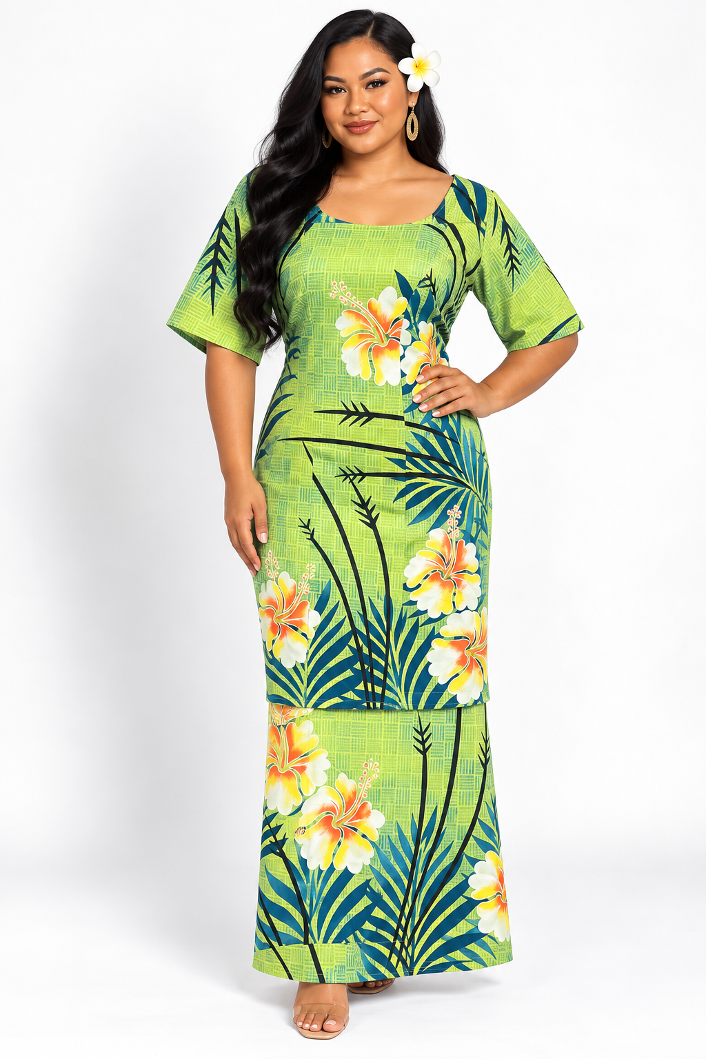 Green Floral Puletasi Size 20