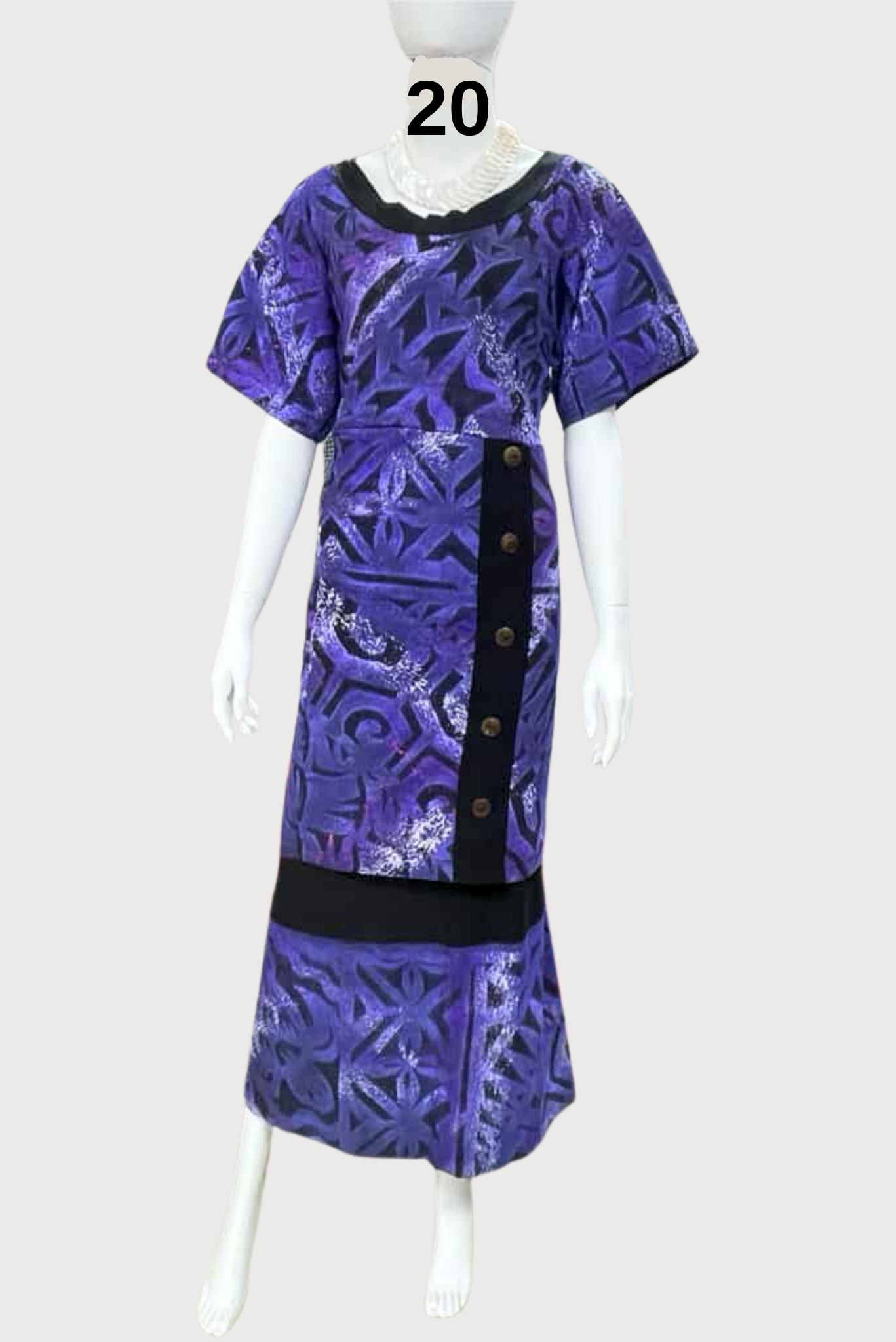 BLACK & PURPLE TRIBAL PULETASI - SIZE 20