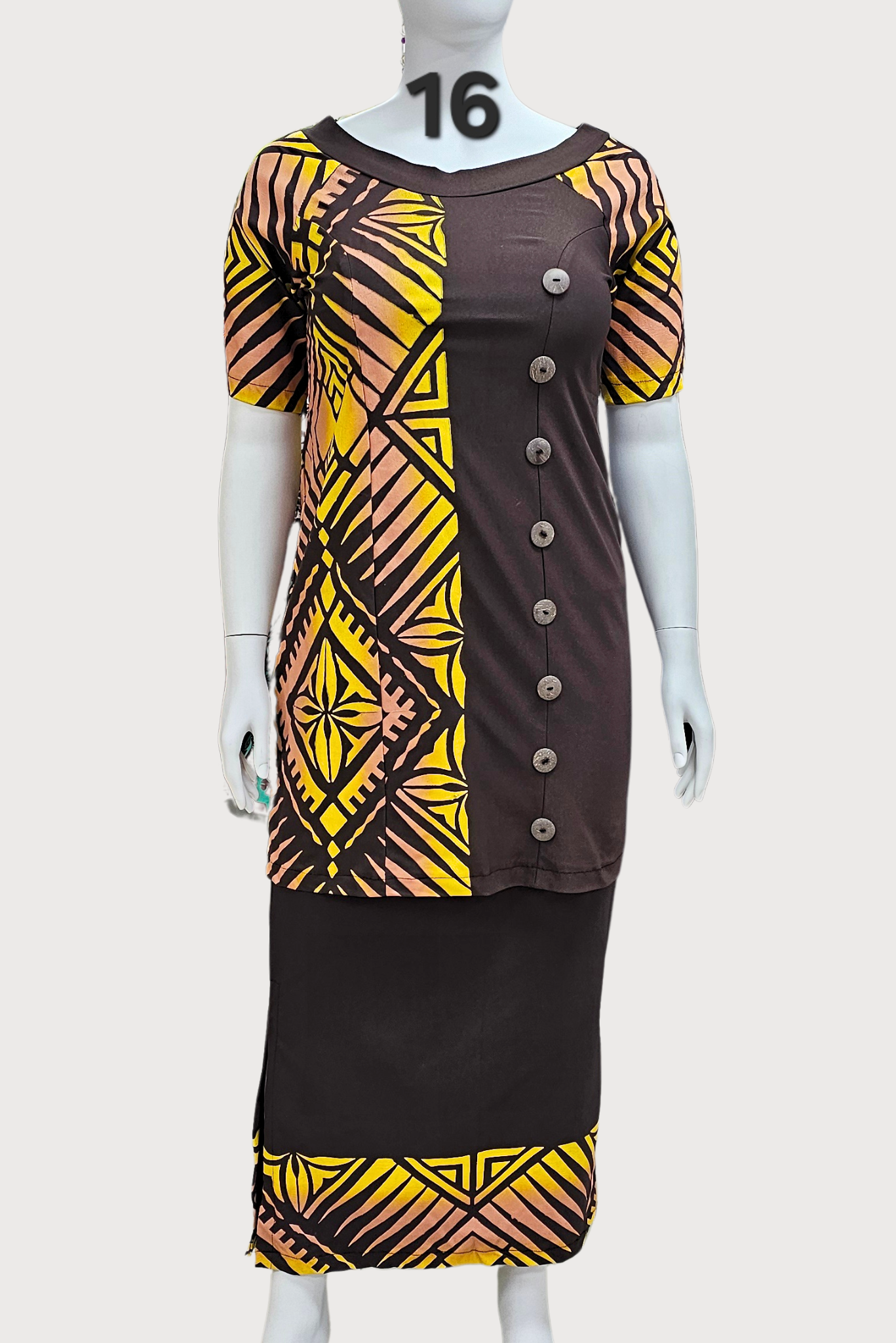 BROWN & GOLD PULETASI - SIZE 16