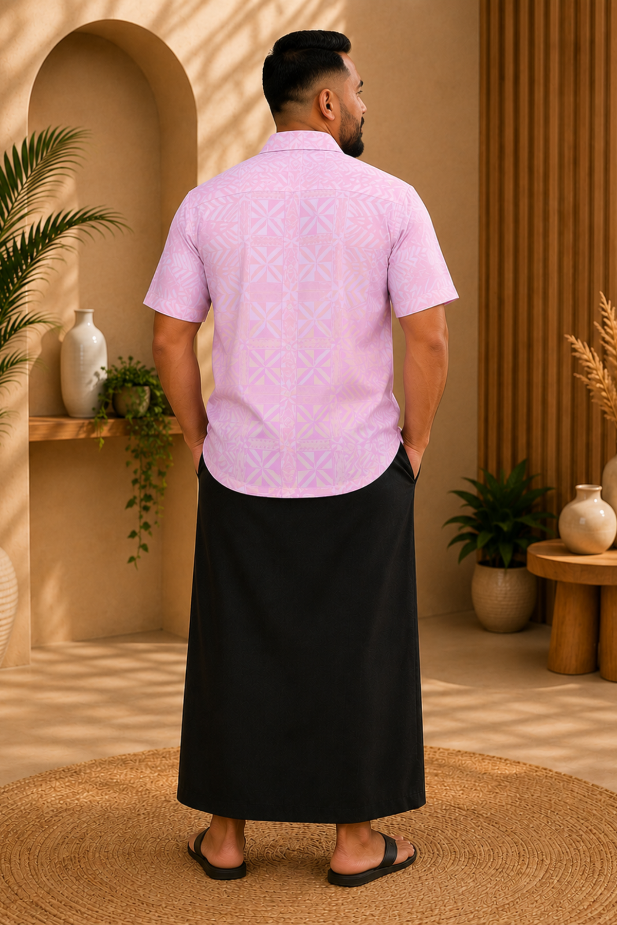 (PRE-ORDER) MENS COLLARED SHIRT - PINK & WHITE