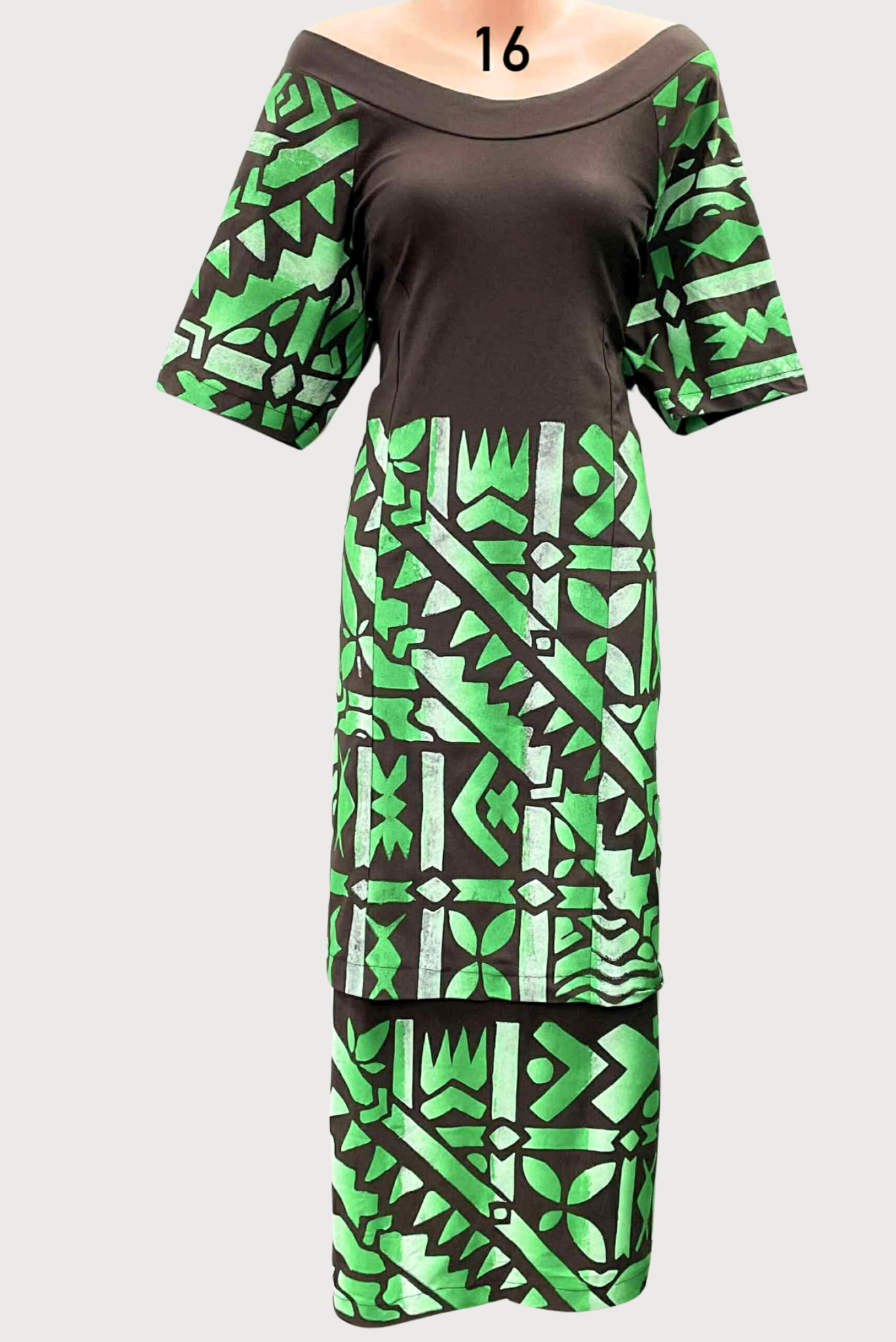 BROWN & GREEN PULETASI - SIZE 16