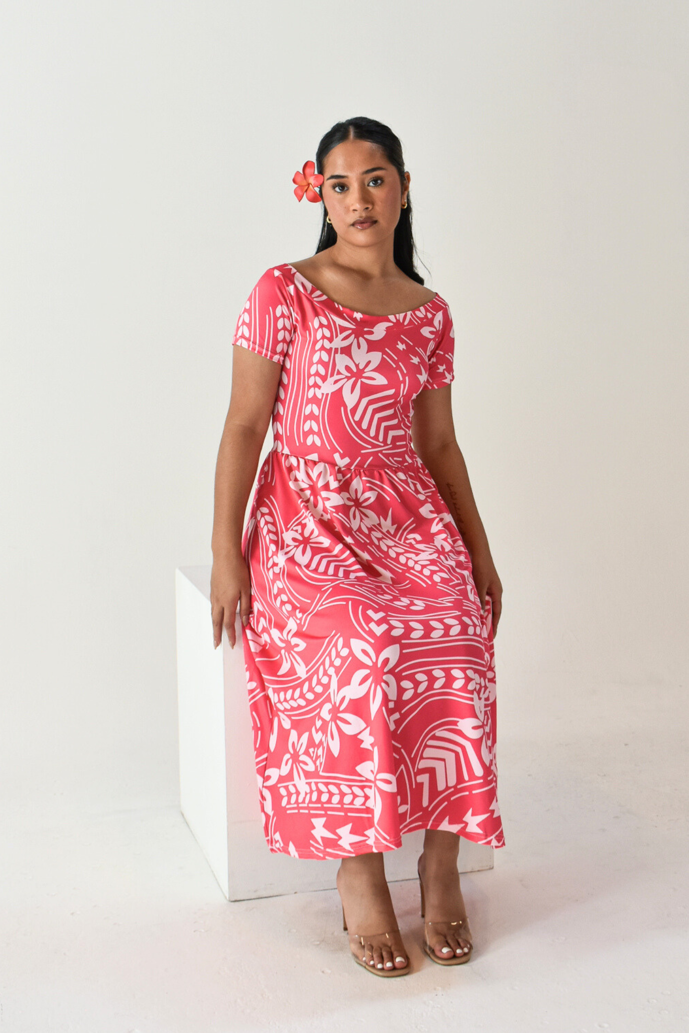 MAMANA DRESS - MIDI FLARE DRESS - PINK