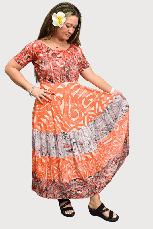 ORANGE ISLAND HIGH WAISTED DRESS - SIZE 16
