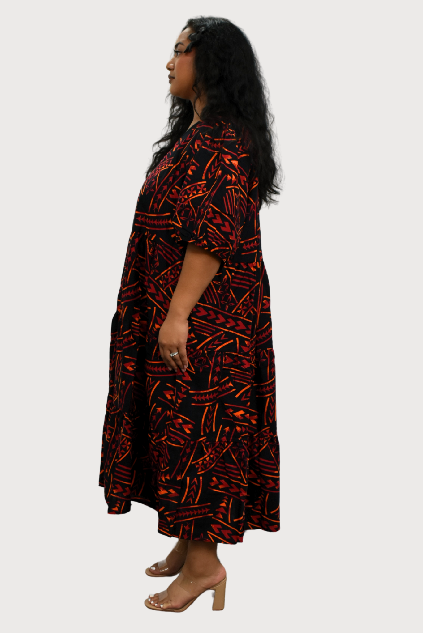 DIANA DRESS - HIGH WAIST DRESS - BLACK & ORANGE