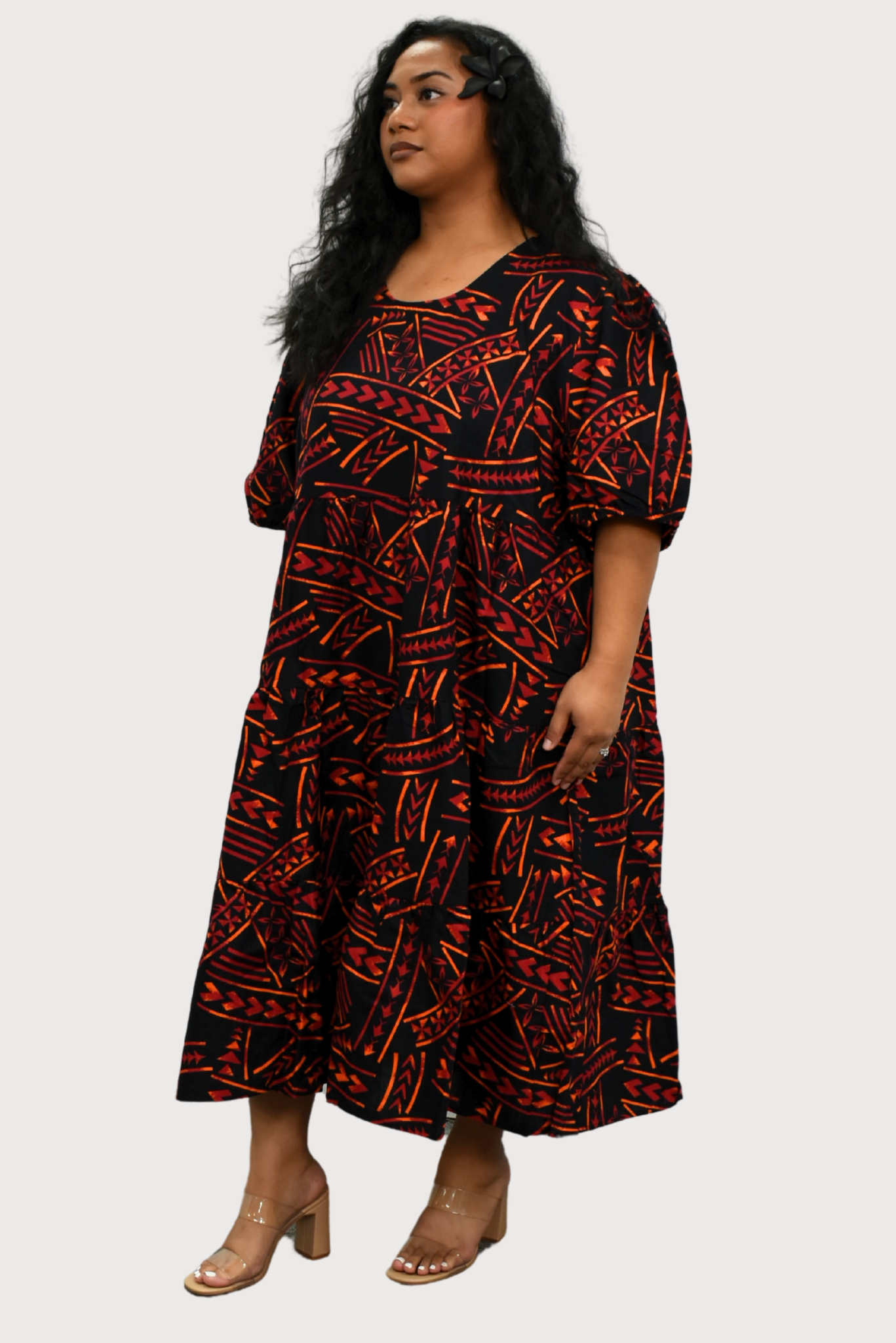 DIANA DRESS - HIGH WAIST DRESS - BLACK & ORANGE