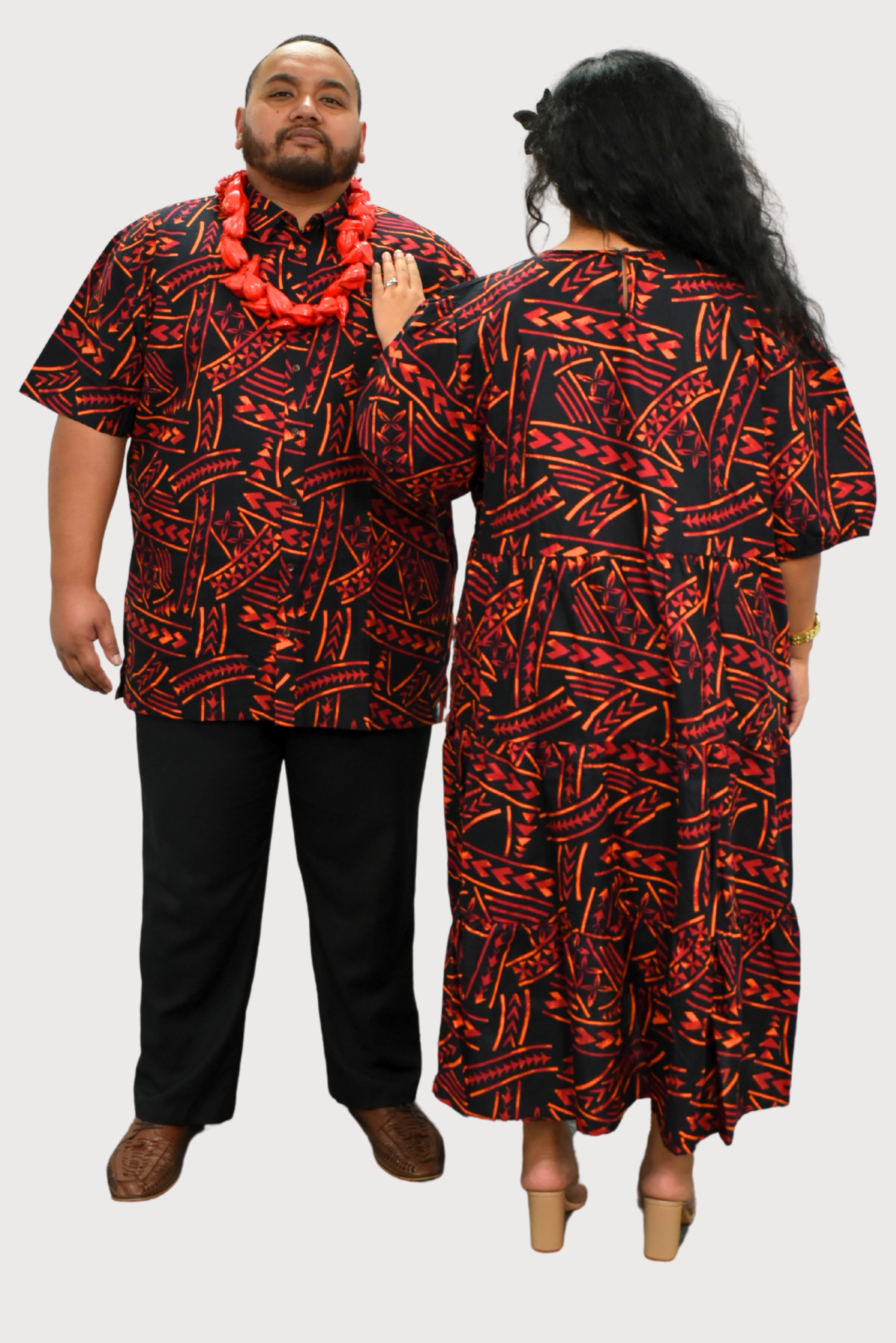 DIANA DRESS - HIGH WAIST DRESS - BLACK & ORANGE