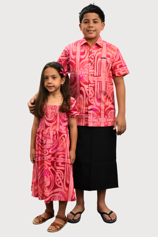 XANDER BOYS SHIRT - COLLARED SHIRT - PINK & RED