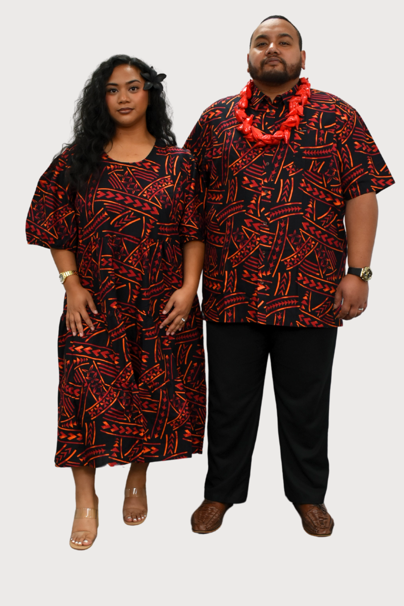 DIANA DRESS - HIGH WAIST DRESS - BLACK & ORANGE