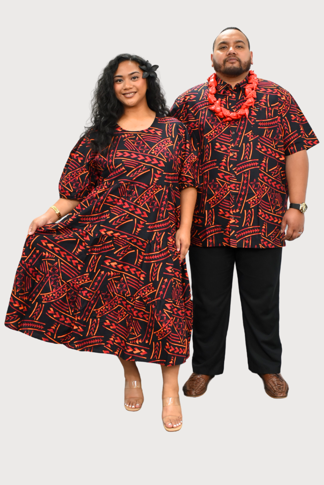 DIANA DRESS - HIGH WAIST DRESS - BLACK & ORANGE