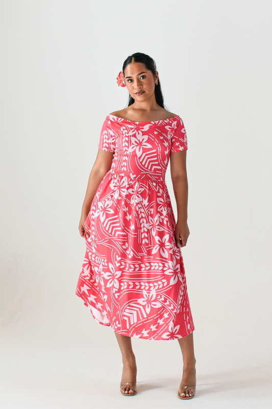 MAMANA DRESS - MIDI FLARE DRESS - PINK