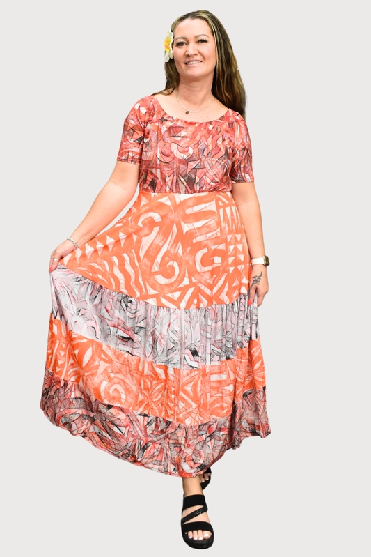 ORANGE ISLAND HIGH WAISTED DRESS - SIZE 16