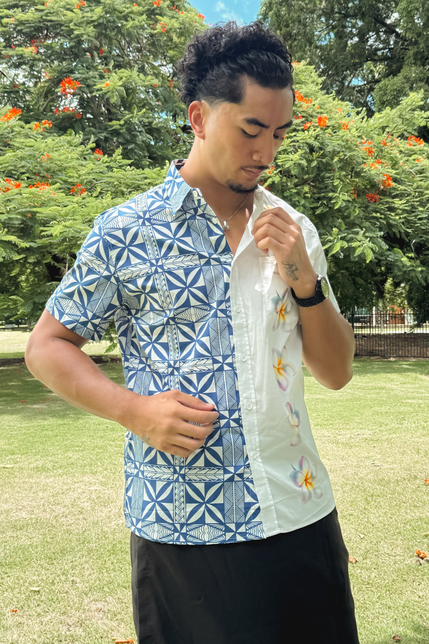 TAMA SHIRT - BLUE AND WHITE COLLARED MENS SHIRT