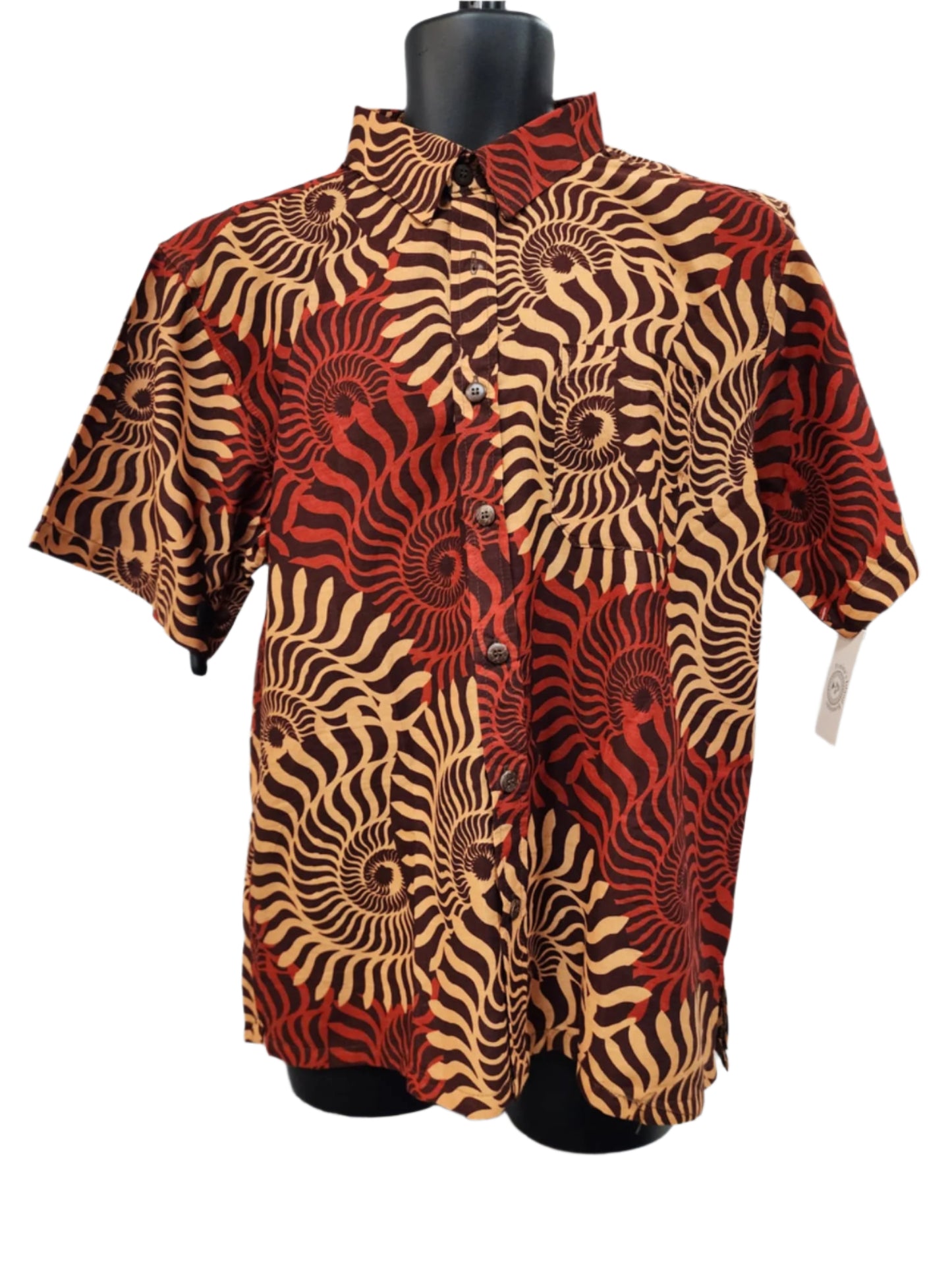 Brown Maroon Fijian Collared Men Shirt - Size XL