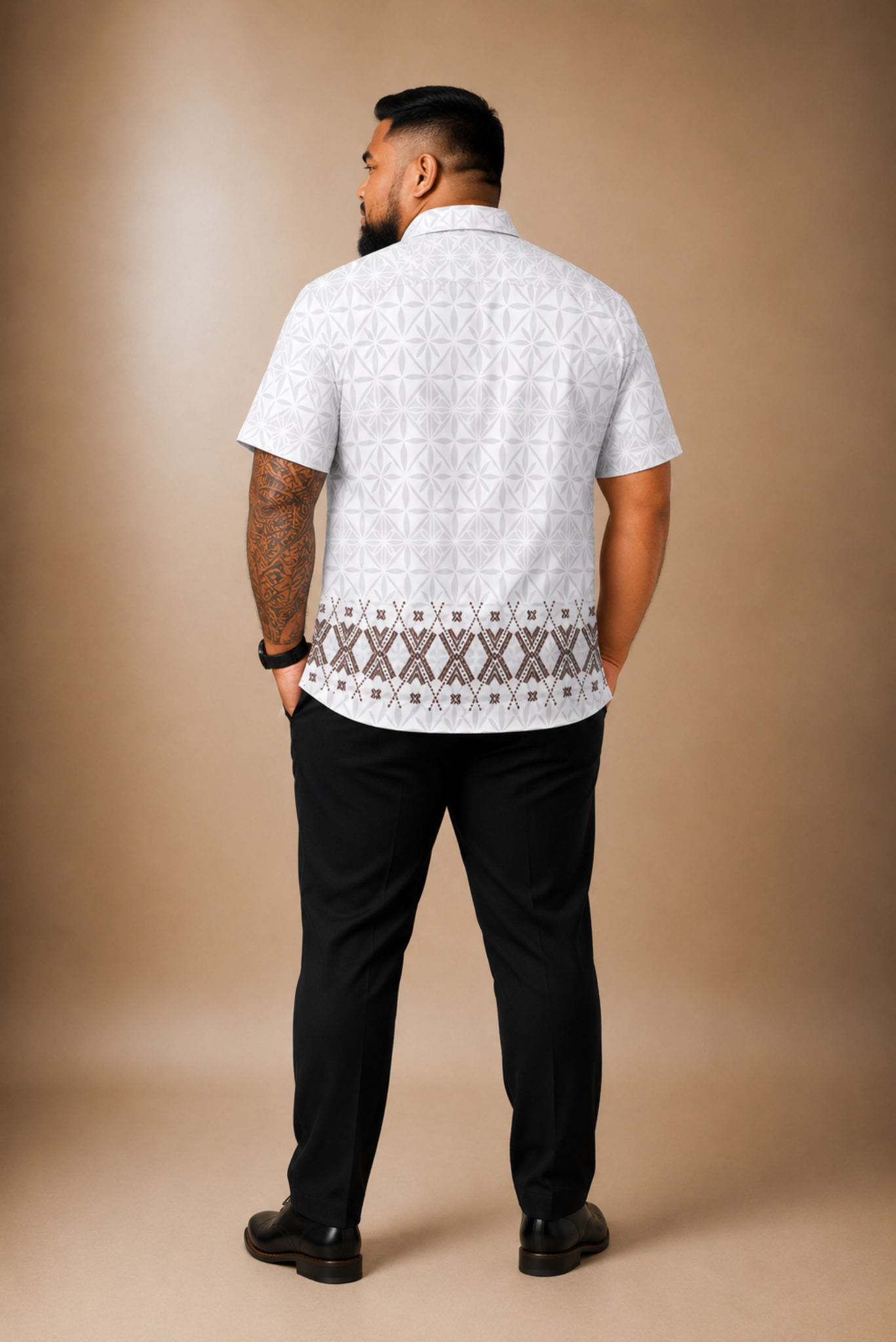 (PRE-ORDER) MENS COLLARED SHIRT - WHITE & GREY