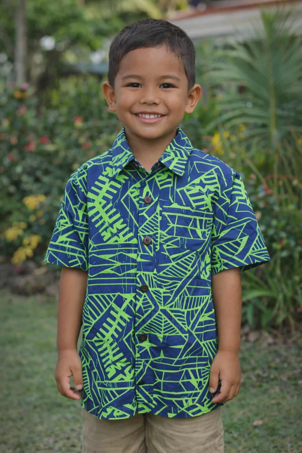 BARRY BOYS SHIRT - COLLARED SHIRT - BLUE & GREEN