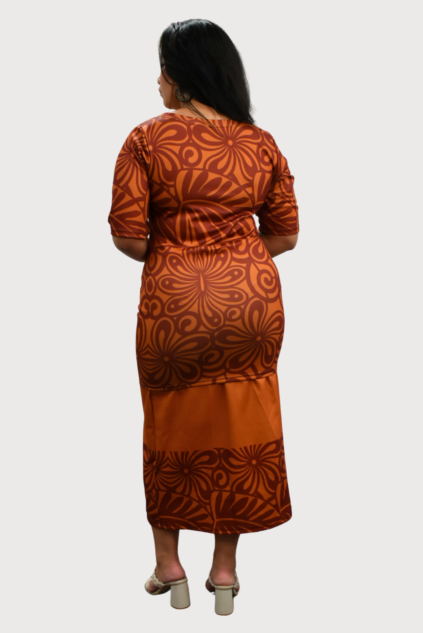 ELEI PULETASI - ROUND NECK PULETASI - TWO PIECE OUTFIT - BROWN