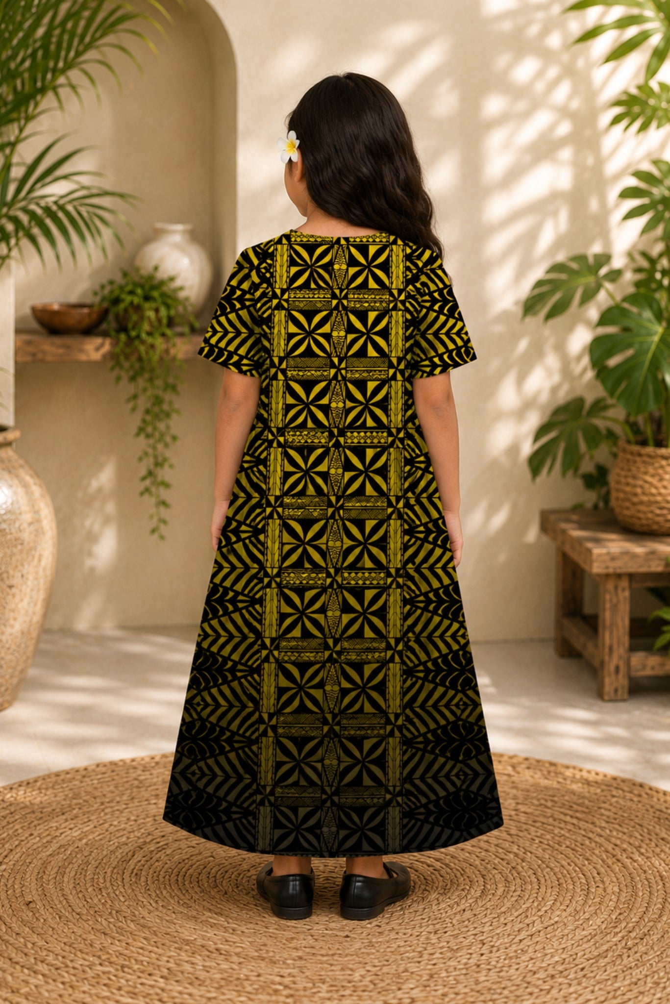 (PRE-ORDER) GIRLS DRESS - FLOWY DRESS - BLACK & YELLOW