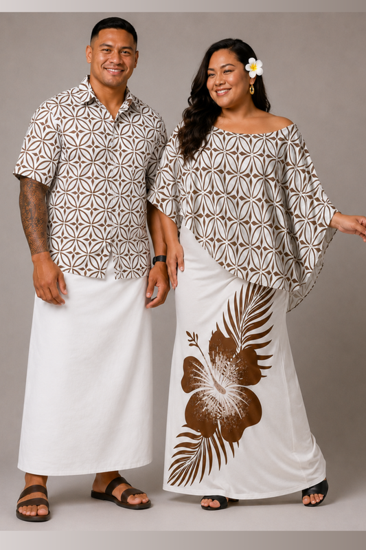 (PRE-ORDER) CAPE MAXI DRESS - BROWN & WHITE FLORAL