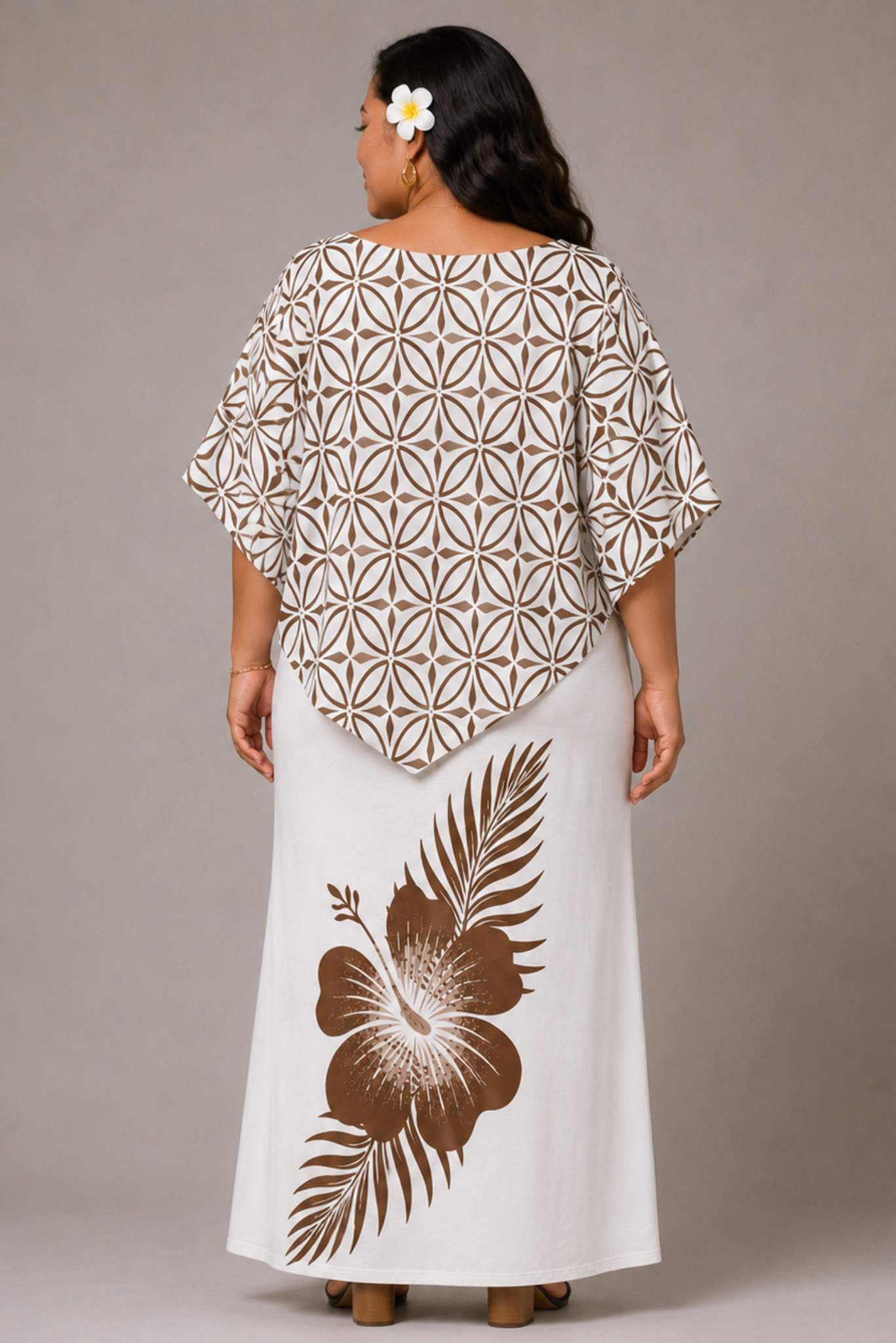 (PRE-ORDER) CAPE MAXI DRESS - BROWN & WHITE FLORAL