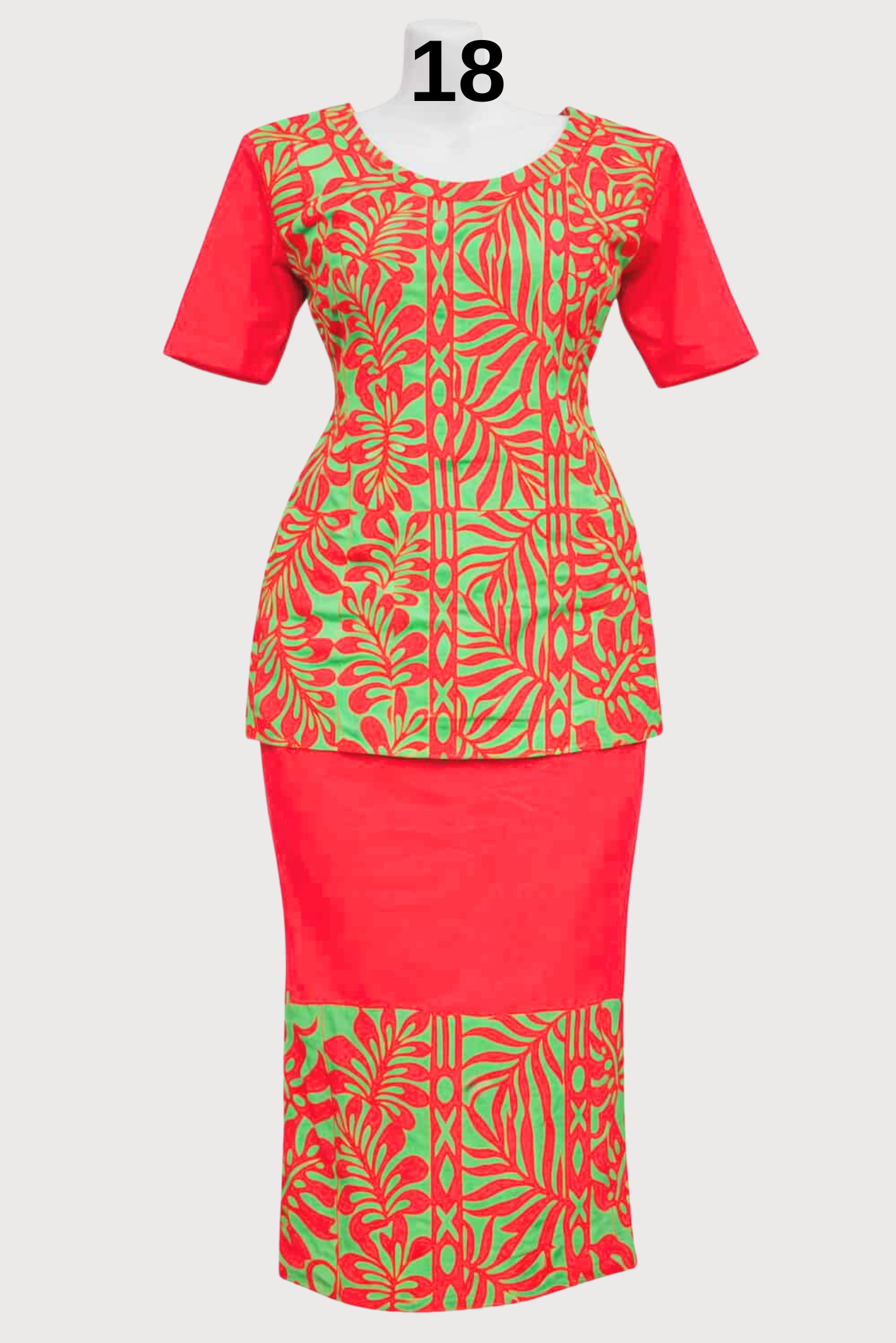 RED & GREEN ISLAND PULETASI - SIZE 18