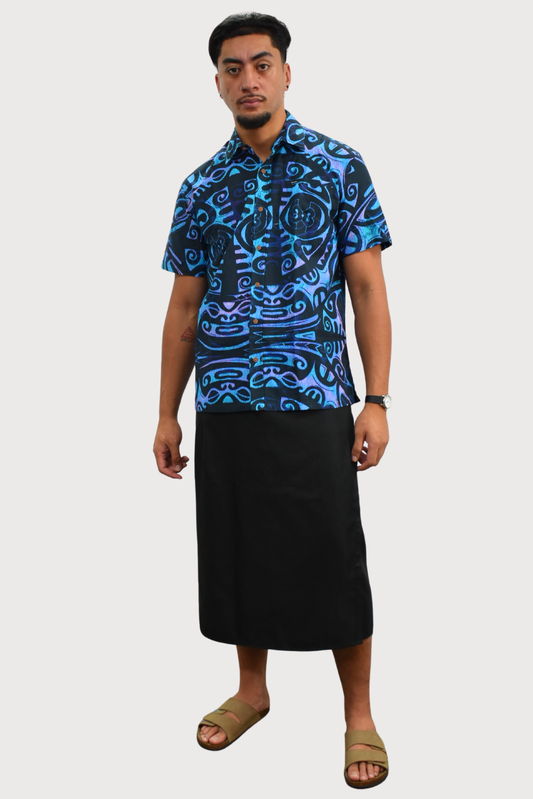 LEVI SHIRT - COLLARED BUTTON UP - BLUE & BLACK