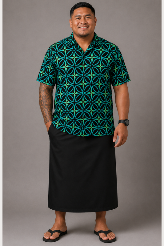 (PRE-ORDER) MENS COLLARED SHIRT - GREEN & BLACK