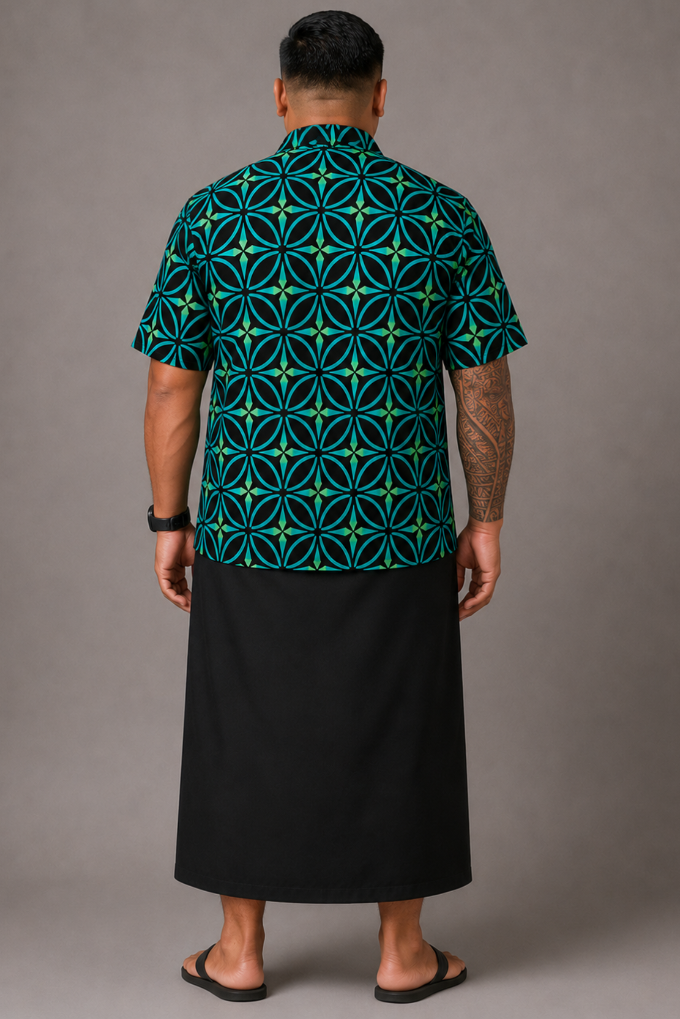 (PRE-ORDER) MENS COLLARED SHIRT - GREEN & BLACK