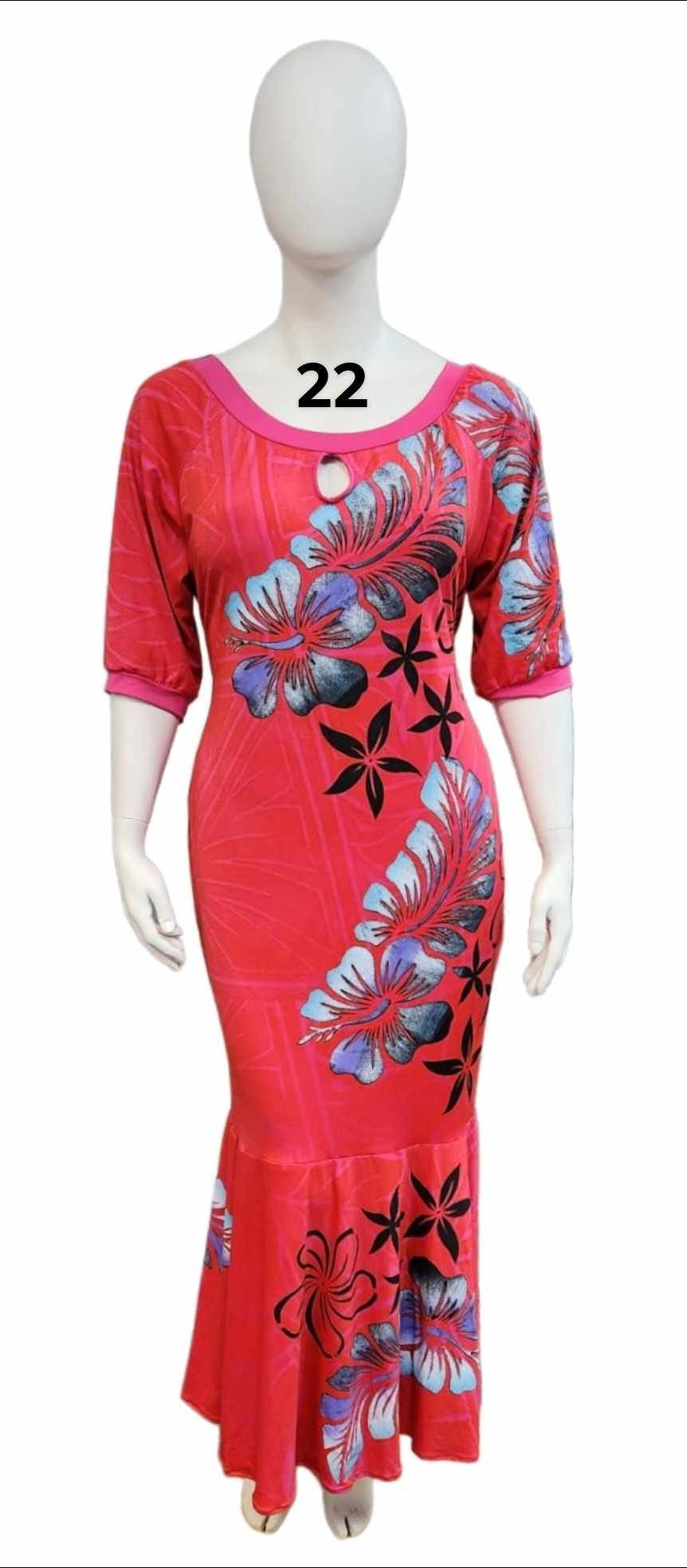 PINK FLORAL MERMAID DRESS - SIZE 22