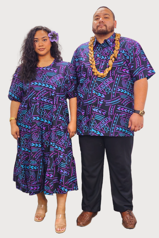 DANIEL SHIRT - COLLARED BUTTON UP - BLACK & PURPLE