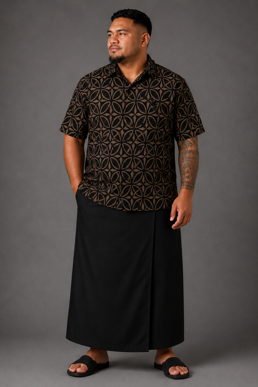 (PRE-ORDER) MENS COLLARED SHIRT - BROWN & BLACK