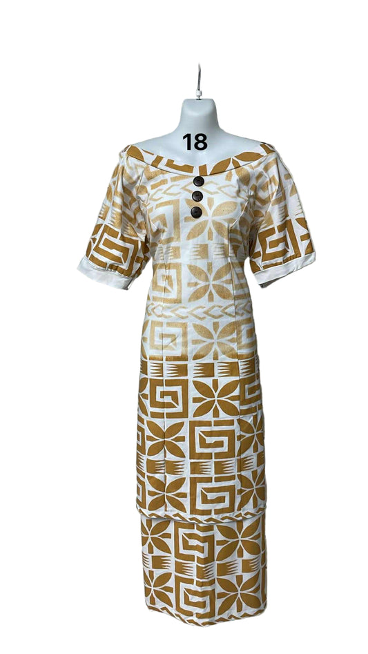 White & Gold Puletasi Size 18