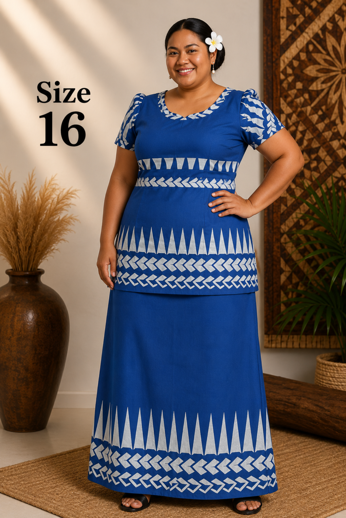 BLUE & WHITE PULETASI SIZE 16