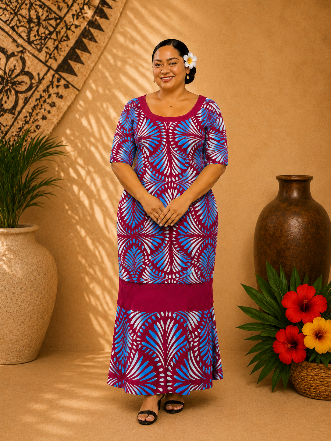 MAROON & BLUE PULETASI SIZE 20