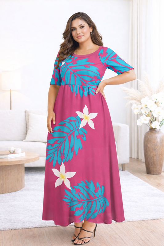 REINA DRESS - HIGH WAISTED MAXI DRESS - PINK FLORAL