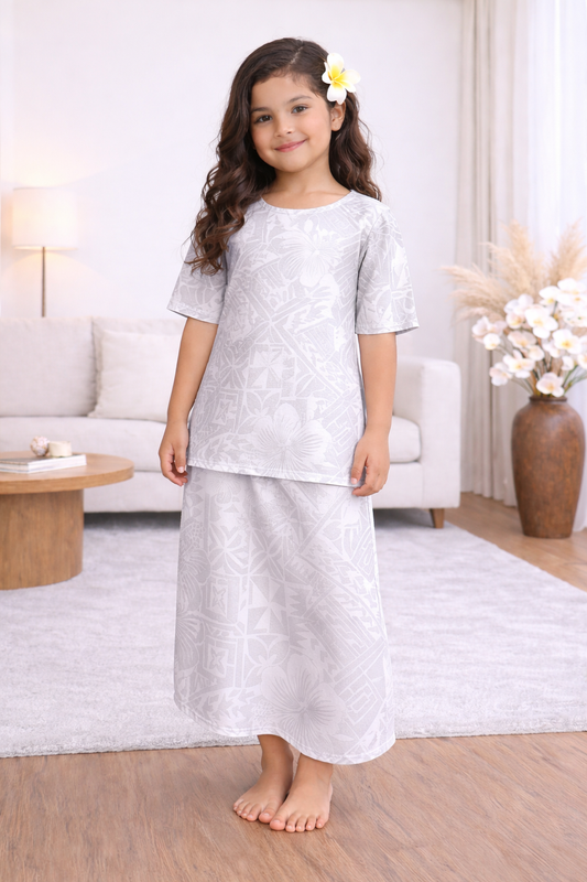 NERIDA GIRLS PULETASI - TWO PEICE - WHITE FLORAL