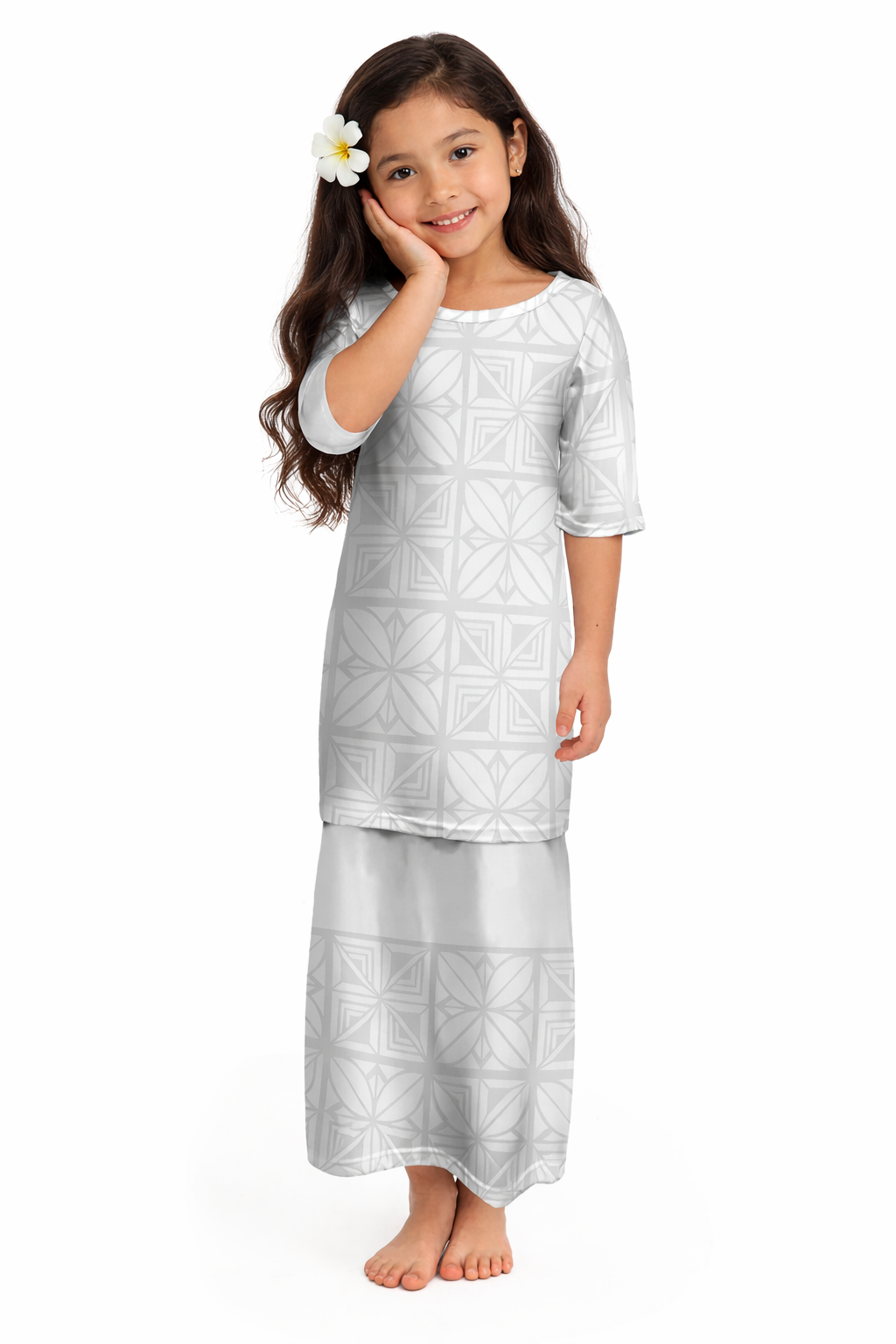 NERIDA GIRLS PULETASI - TWO PEICE - WHITE PATTERN