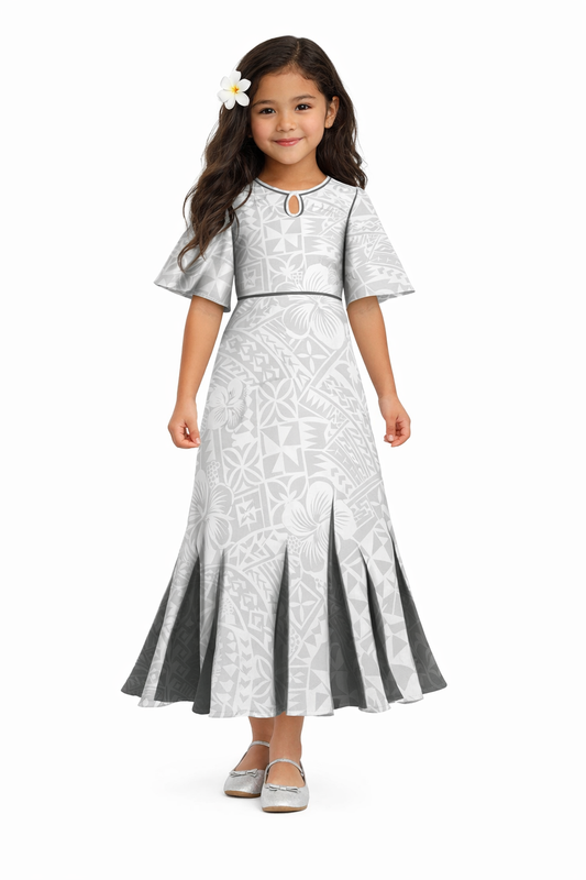 NERIDA GIRLS DRESS - FLOWY DRESS - WHITE FLORAL