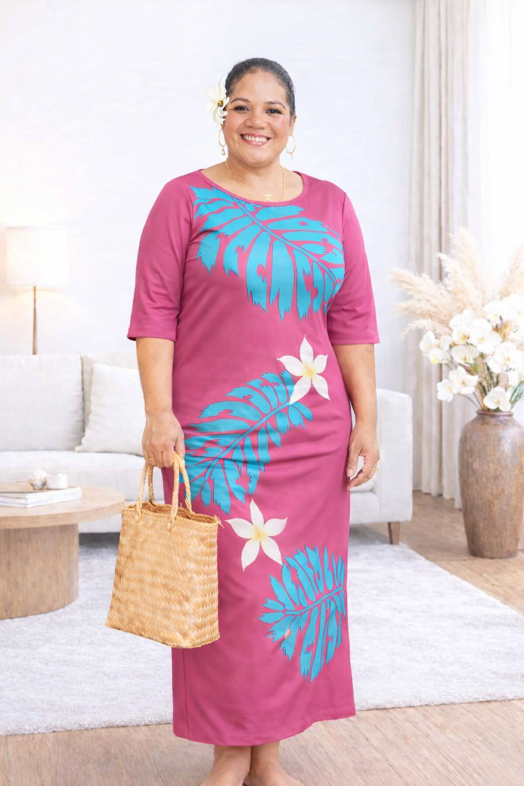 REINA PULETASI - ROUND NECK PULETASI - TWO PIECE - PINK FLORAL