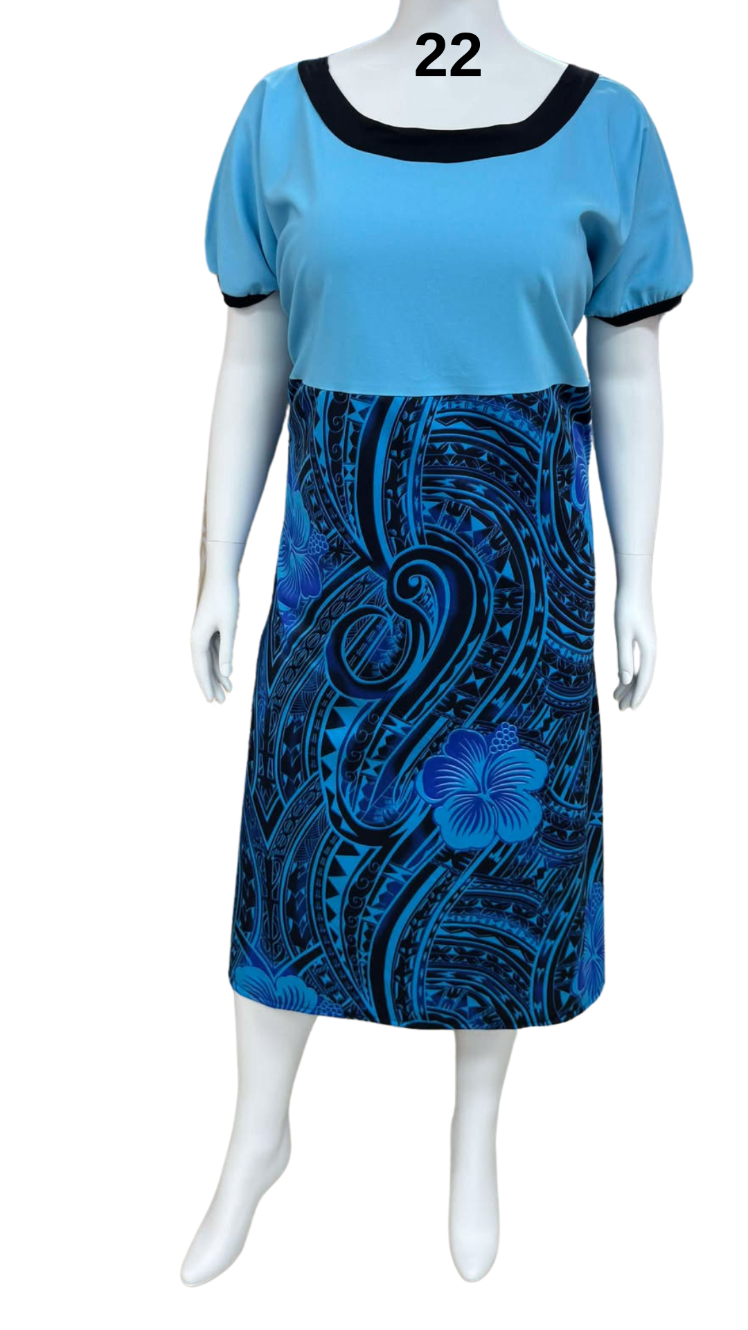 BLUE ISLAND HIGH WAISTED DRESS - SIZE 22 Penina's Island Boutique BLUE ISLAND HIGH WAISTED DRESS - SIZE 22 Penina's Island Boutique