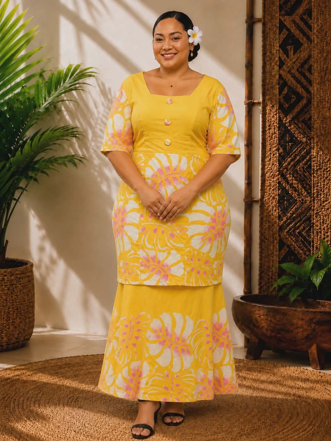 YELLOW PULETASI DRESS SIZE 16