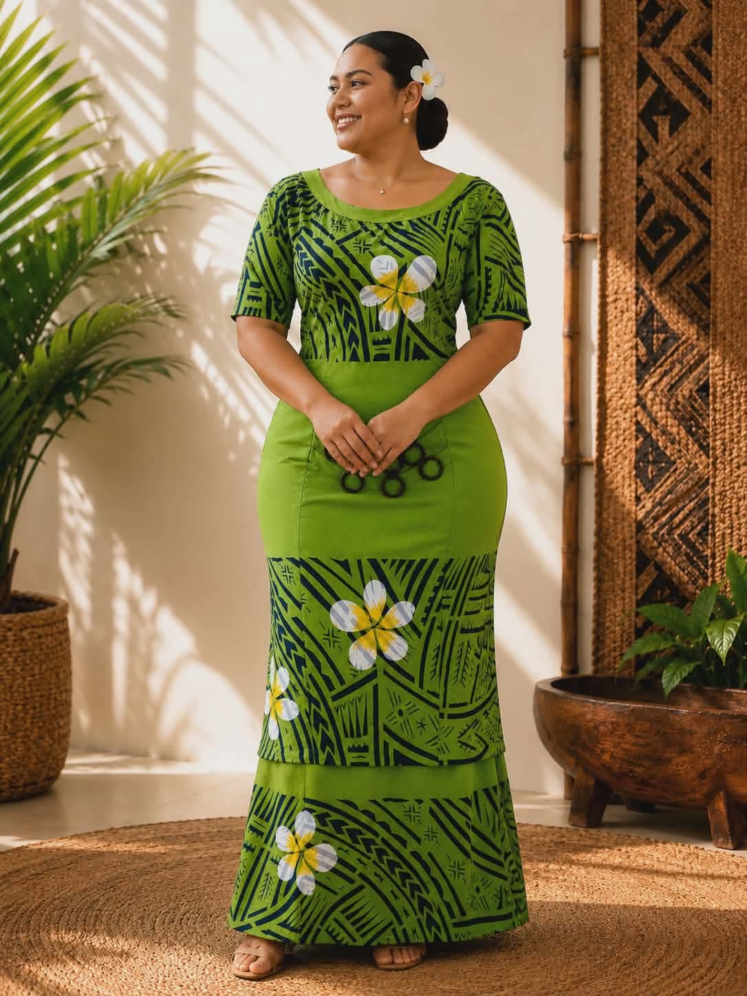 GREEN PULETASI DRESS SIZE 12