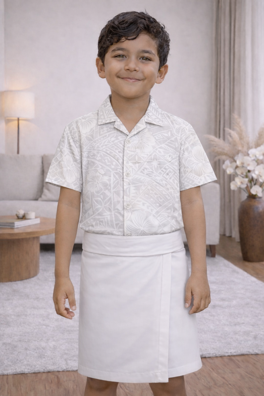 NATHAN BOYS SHIRT - COLLARED SHIRT - WHITE FLORAL